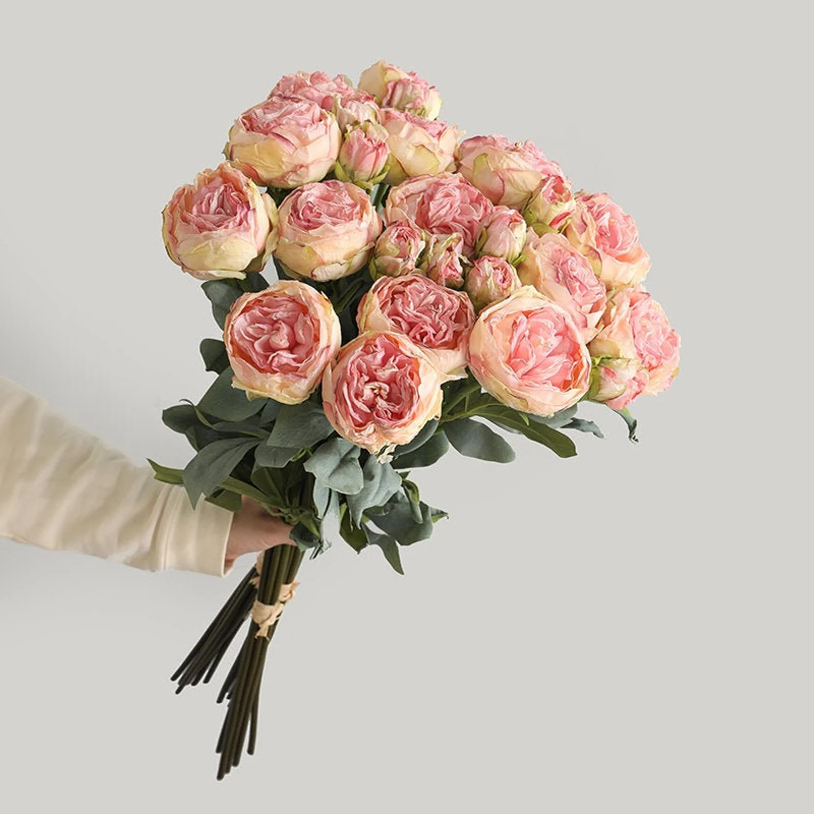 32 8 Stems Dried Look Faux Peony Bouquet  Artificial - Etsy | Etsy (US)