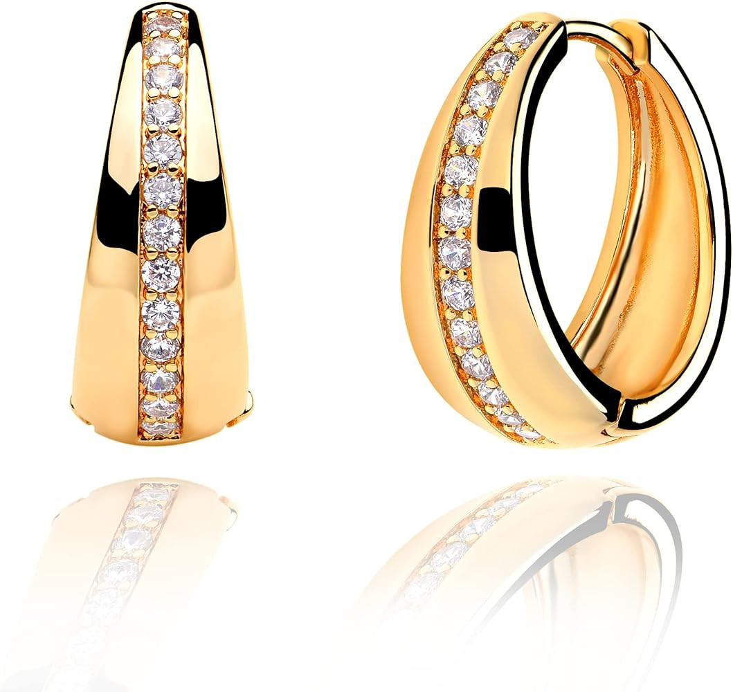 MYEARS Women Gold Huggie Hoop Earrings Bead Ball Spike Star Diamond CZ Sleeper Dangle Drop 14K Gold  | Amazon (US)