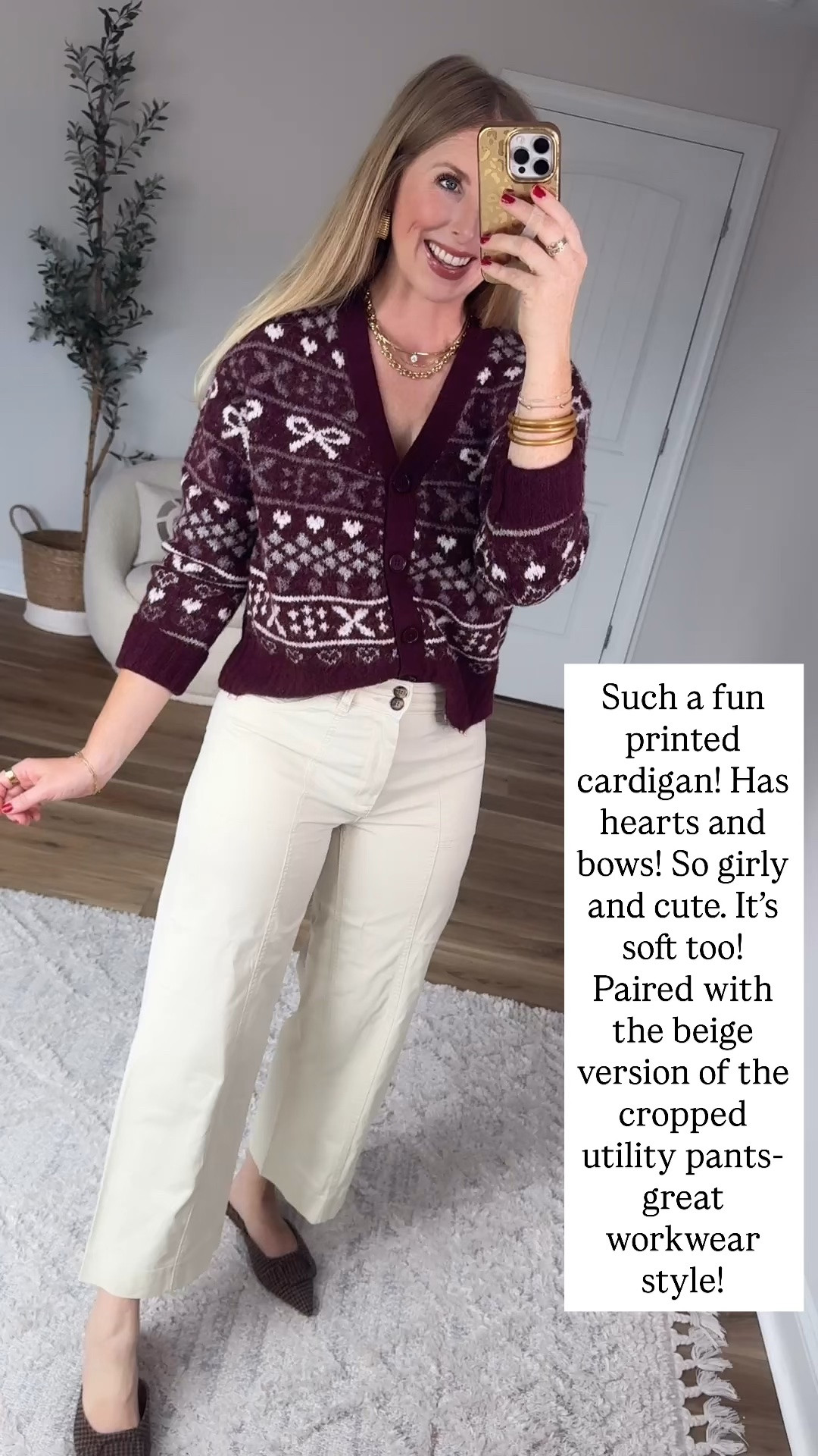 Fair isle cardigan with hearts and bows from Walmart!