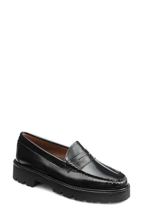 G.H.BASS Whitney Super Lug Sole Penny Loafer in Black at Nordstrom, Size 9.5 | Nordstrom