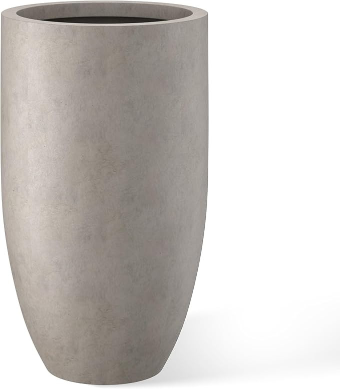 Kante 24 Inch Tall Concrete Planter, Outdoor Indoor Large Plant Pots with Drainage Hole and Rubbe... | Amazon (US)
