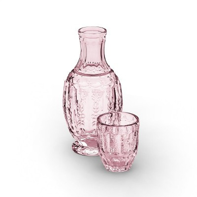 Elle Décor Vintage Night Bedside 33 oz. Water Carafe With Tumbler, 2-Piece Set - Purple/Pink | Target