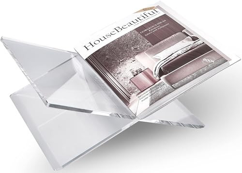 Honygebia Clear Acrylic Book Stands - Cross Frame Acrylic Book Holder, Open Bookstand for Display and Reading, Suitable for Art, Bible, Cookbook, Easel, Magazine, Textbooks 12.5" x 9.5" x 5.5" | Amazon (US)