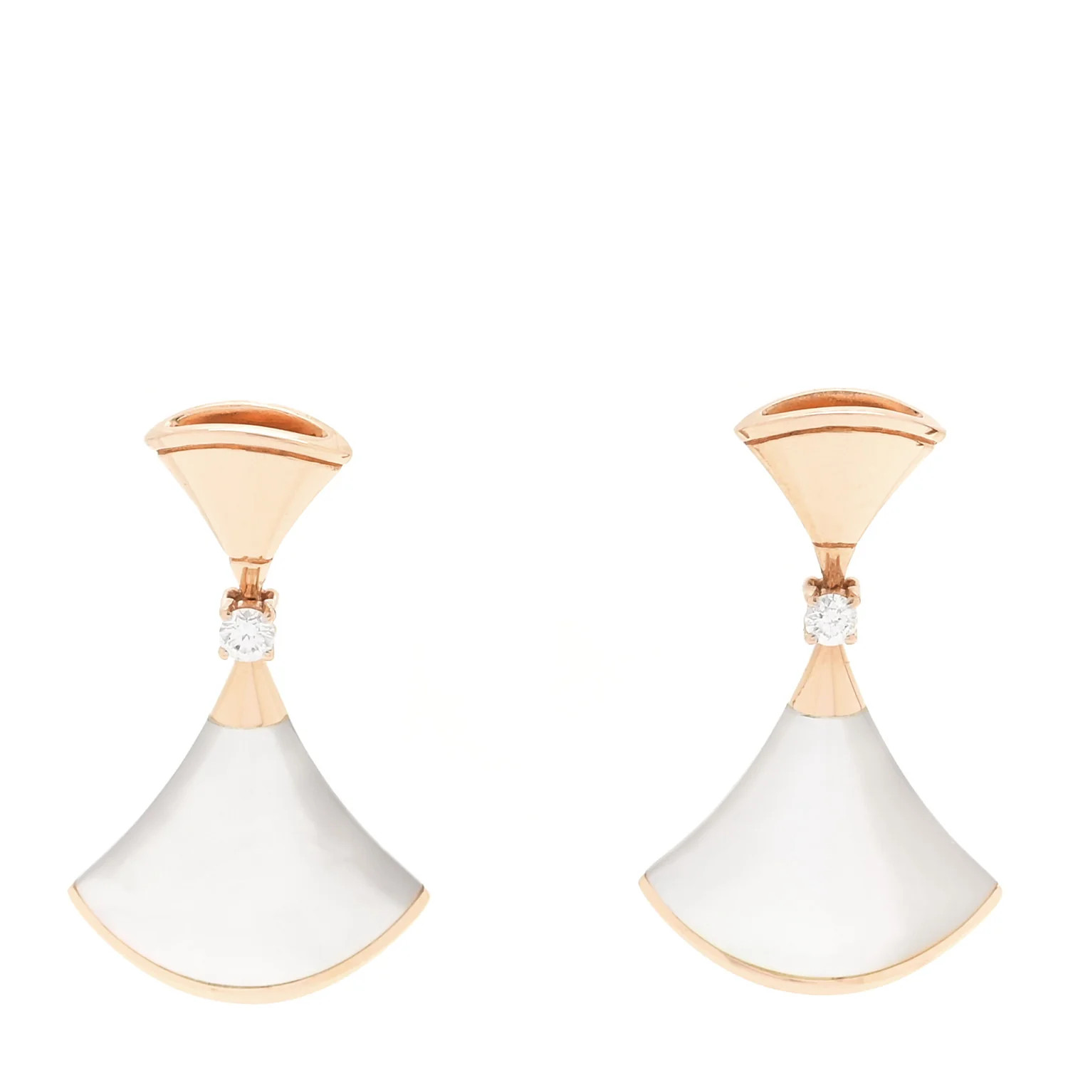 18K Rose Gold Diamond Mother of Pearl Divas' Dream Earrings | FASHIONPHILE (US)