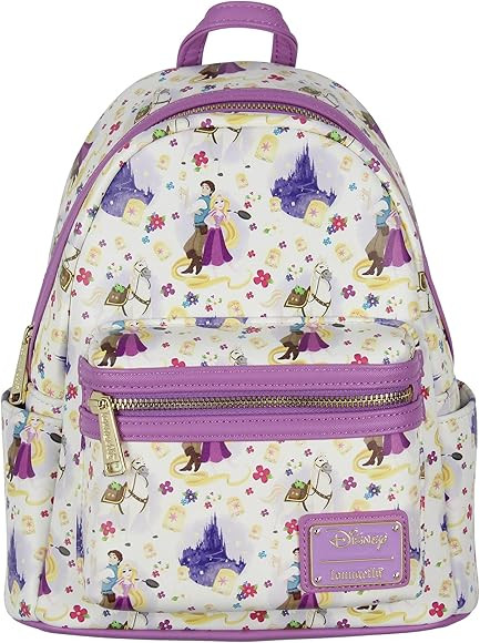 Loungefly Disney Tangled Rapunzel Flynn Ryder And Maximus All-Over Print Cute Mini Backpack | Amazon (US)