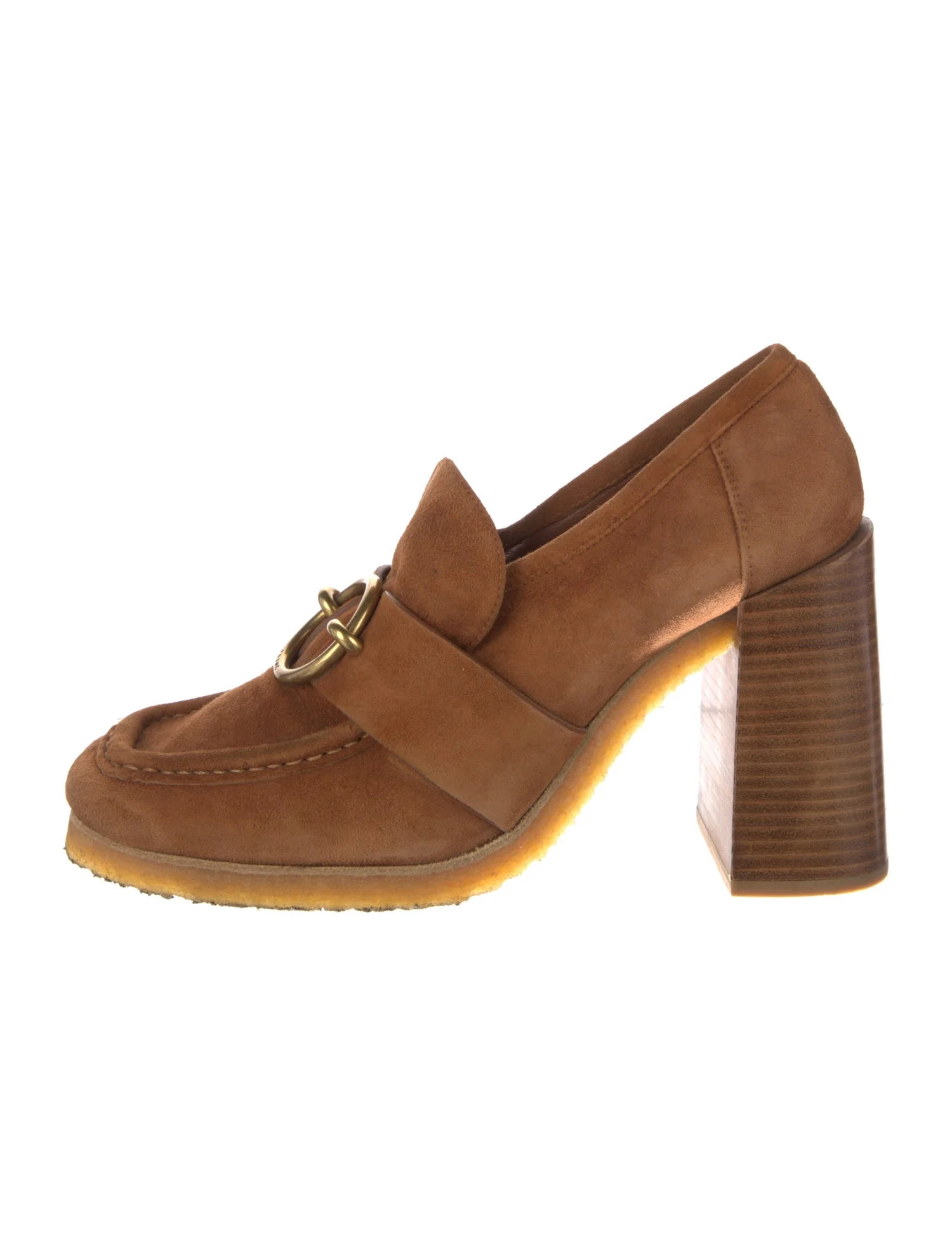 Suede Chain-Link Accents Pumps | The RealReal