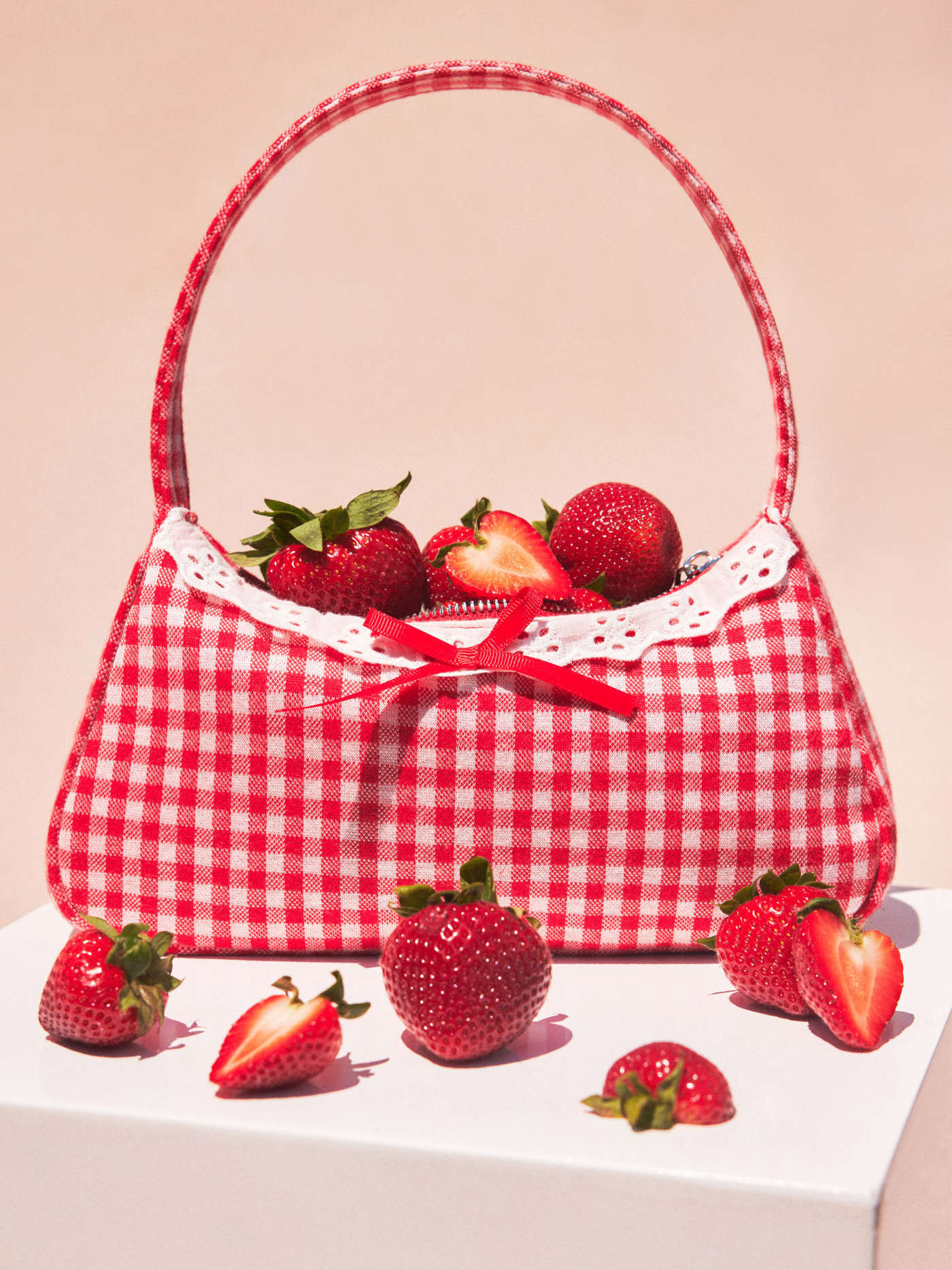 BOWKNOT GINGHAM SHOULDER BAG | Cider