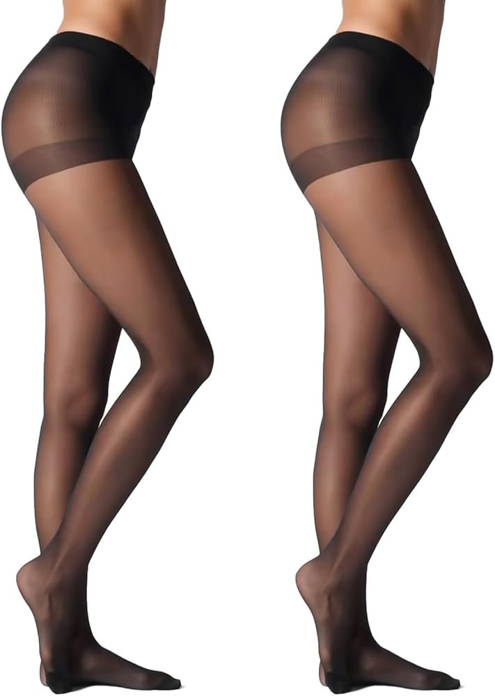 20D Sheer Black Tights for Women-Soft Stockings with Control Top Pantyhose | Amazon (US)
