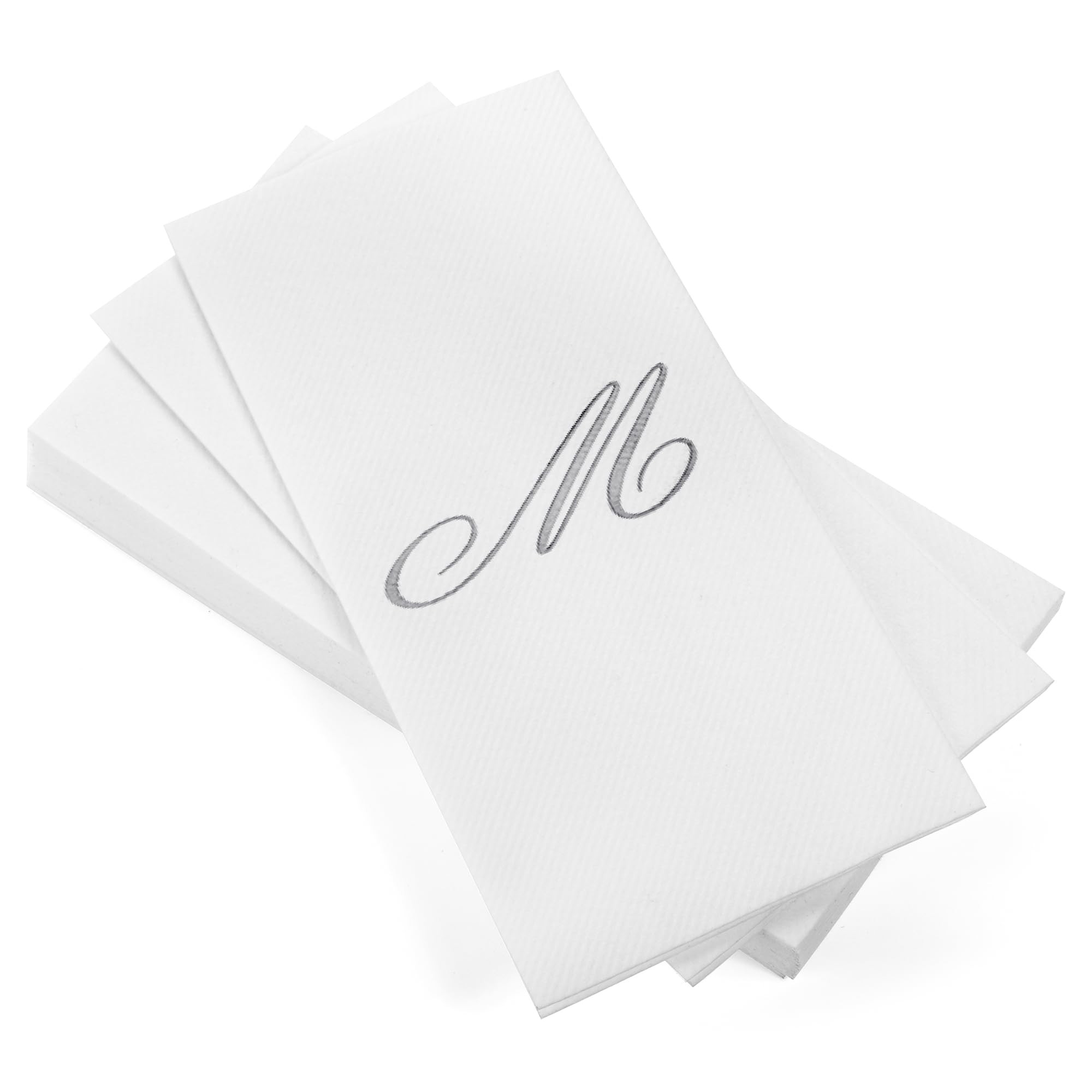 AH AMERICAN HOMESTEAD Disposable Napkins - Silver Monogram Guest Towel Napkins, Quilted Cloth-Lik... | Amazon (US)