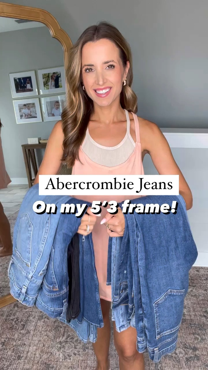 Abercrombie ultra high rise 90s straight jean (24 short, medium). Abercrombie curve love ultra high rise ankle straight jean (23 short, medium destroy). Abercrombie curve love 90s relaxed jean (23 short, medium destroy). Abercrombie skinny jeans (24 short, black). Abercrombie high rise mom jeans (24 short, dark destroy). Rib tuckable tee (XXS, amazing!!). Target cream boots (TTS). Tory Burch t sport slides (TTS).

*I prefer curve love in the ankle straight style but do have to size down. Curve Love gives you an extra 2 inches in hips/thighs and is great for hourglass/pear shaped babes! All styles available in Curve Love. 

#LTKfindsunder100 #LTKsalealert #LTKHoliday