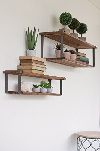 Kalalou Set of Double Recycled Wood and Metal Shelves | Amazon (US)