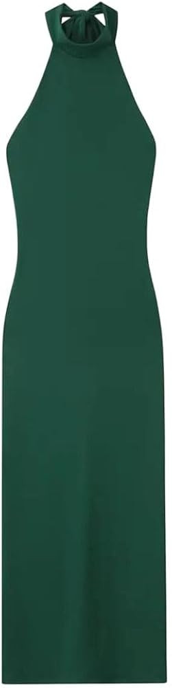 Women Shoulder Long Dress, Solid Color, Backless Elegant Style Beach Holiday Party Gown | Amazon (US)