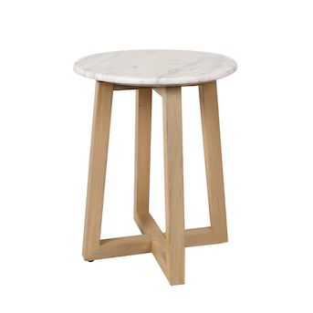 Origin 21 16-in W x 20.5-in H Birch Wood with White Stone Round Modern End Table Assembly Require... | Lowe's