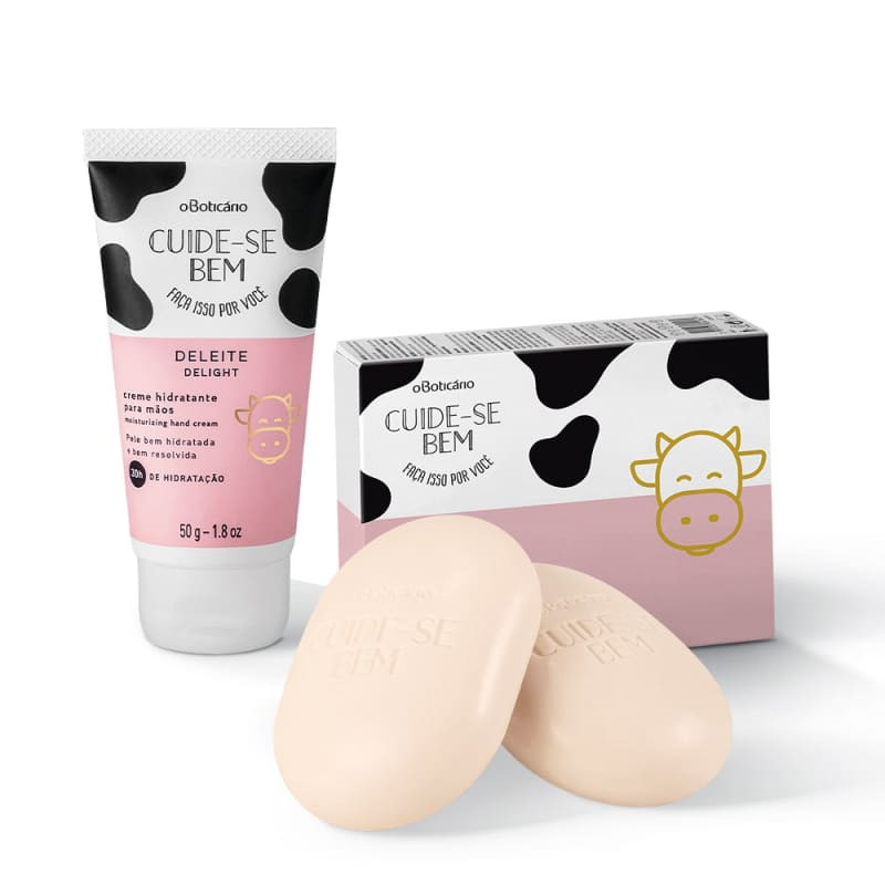 Combo Presente Cuide-se Bem Deleite: Creme Para Mãos 50g  + 2 Sabonetes em Barra 80g cada | oBoticario (BR)