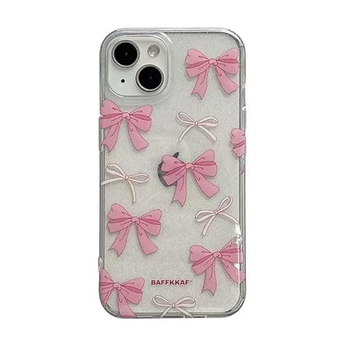 ZOEVEES Christmas Bow Phone Case Compatible with iPhone 16 Pro, Coquette Aesthetic Bling Cute Pink Ribbon Bow Phone Case for Women Girls | Amazon (US)