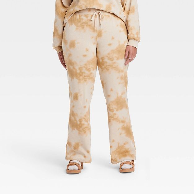 Women's Strong Women Wide Leg Graphic Pants - Tan Tie-Dye | Target