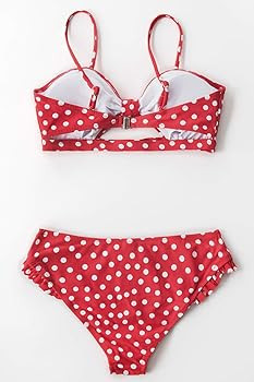 Amazon.com: CUPSHE Women's Red Polka Dot Cutout Ruffles Back Hook Closure Bikini Sets, XL : Cloth... | Amazon (US)