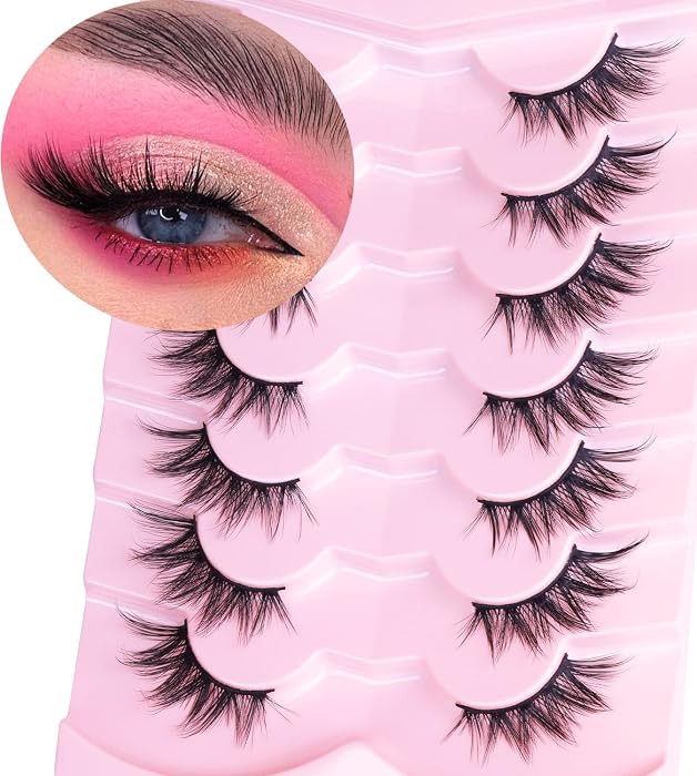 Half Lashes Fox Eye Faux Mink Lashes Wispy Eyelashes Cat Eye 20mm Fake Lashes Spiky Strip Eyelash... | Amazon (US)