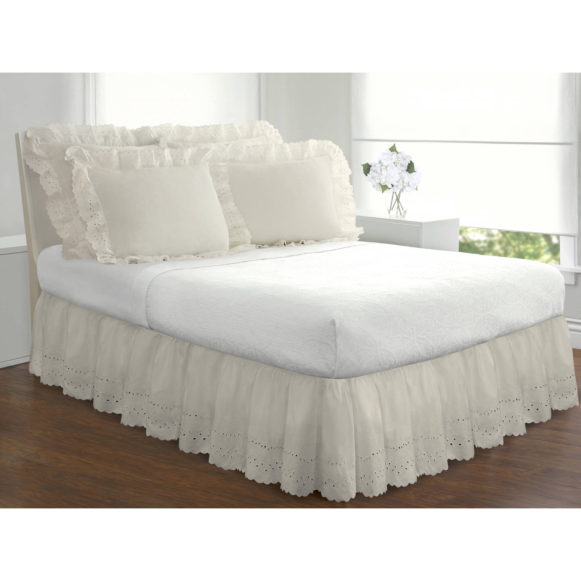 Fresh Ideas Ruffles Eyelet Collection, bed skirts and shams sold separately | Walmart (US)