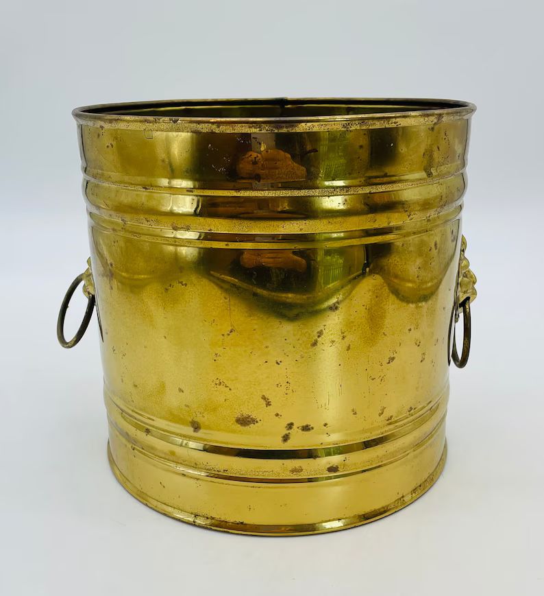 Nestor Lion Head Handled Brass Ash Bucket/planter Made in England/7.75 X 8 - Etsy | Etsy (US)