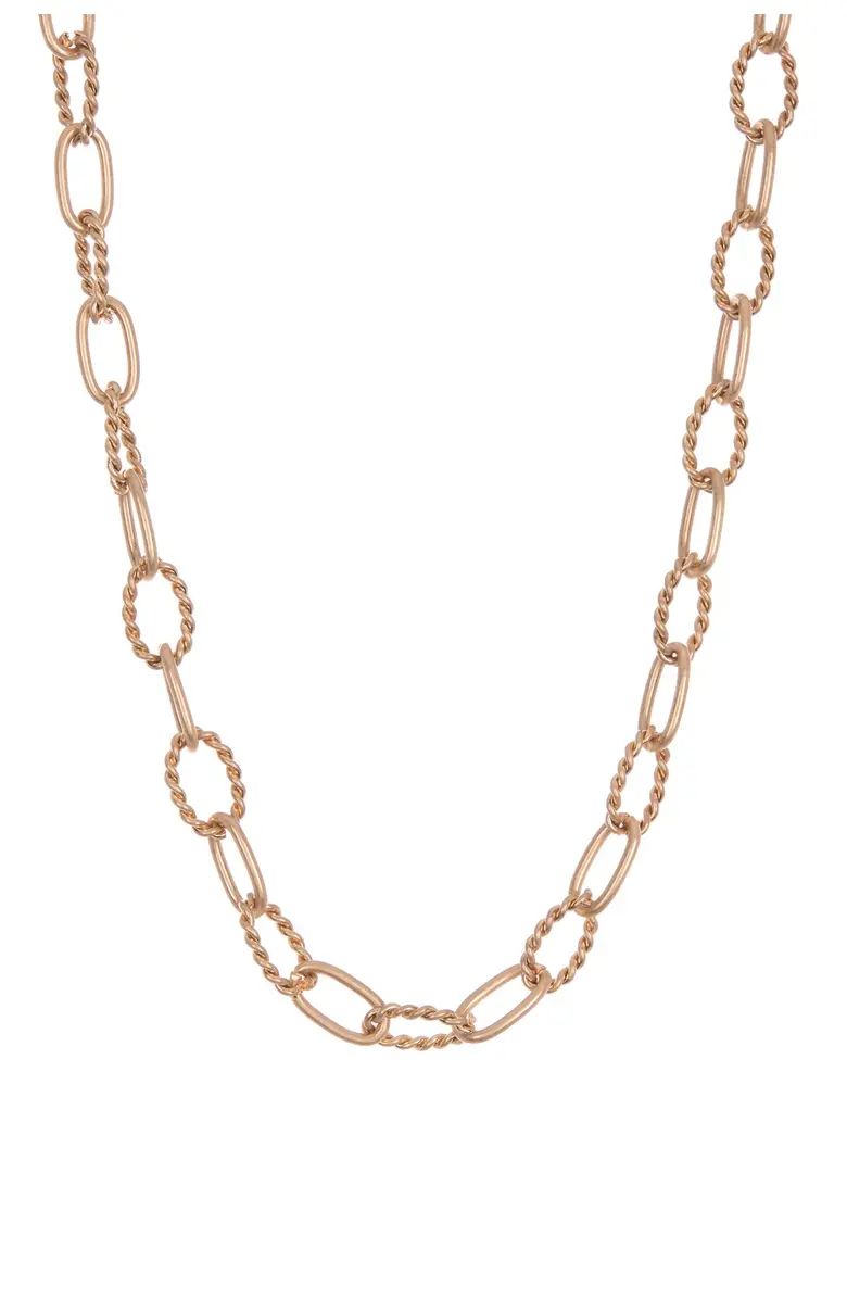 14K Gold Plated Textured Link Chain Necklace | Nordstrom Rack