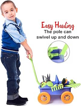 Liberty Imports Pull Along Garden Wagon and Gardening Tools Toy Play Set for Toddlers, Kids with ... | Amazon (US)