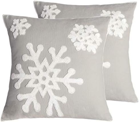 Afirmly 18x18,Cotton Christmas Blessing Throw Pillow Cover for Bed Sofa Cushion Car Snowflake Emb... | Amazon (US)