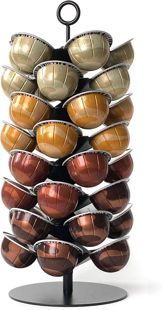 Coffee Pod Carousel for Nespresso Vertuo Capsules, Holds 40 Pods, 360° Rotating Stand, Metal (Bl... | Amazon (US)