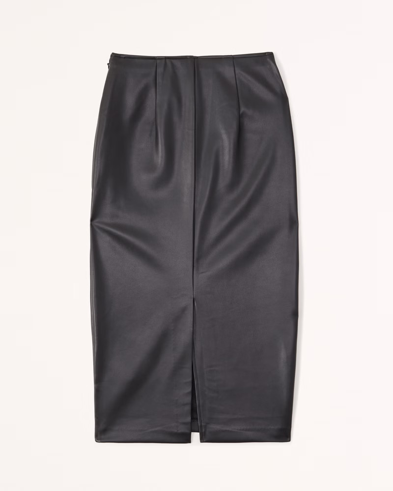Vegan Leather Midi Skirt | Abercrombie & Fitch (UK)