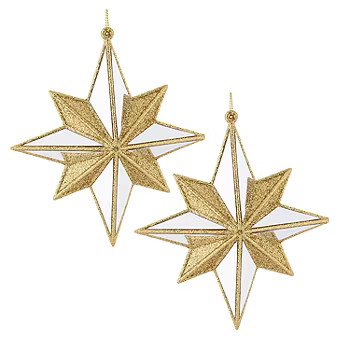 North Pole Trading Co. Gold Mirrored Star Set 2-pc. Christmas Ornament | JCPenney