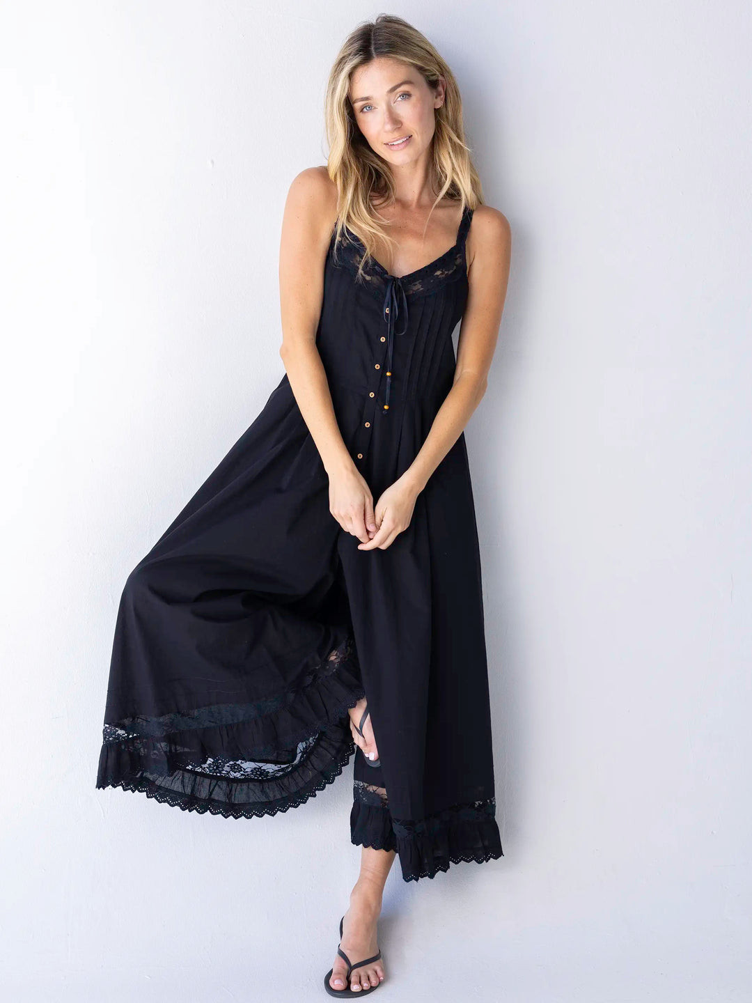 Cotton & Lace Jumpsuit - Black | Natural Life