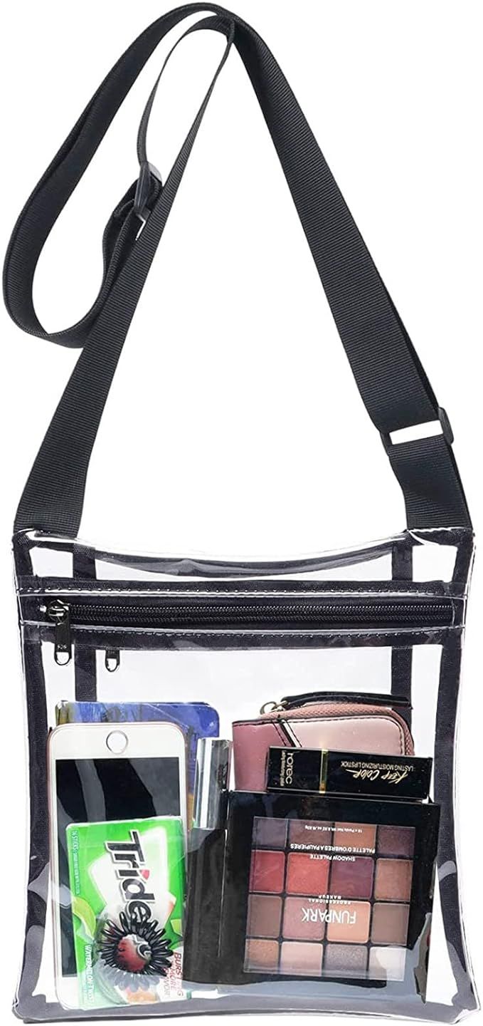 HULISEN Clear Crossbody Purse Bag, Stadium Approved, with Extra Inside Pocket | Amazon (US)