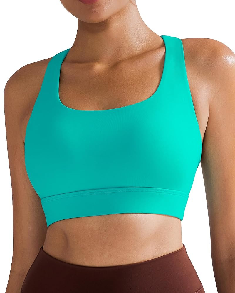RUNNING GIRL High Impact Sports Bras for Women - Scoop Neck Strappy Sports Bra High Support Mould... | Amazon (US)