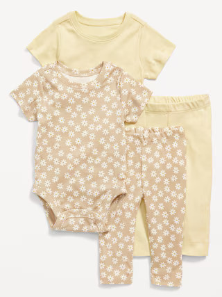 Unisex Bodysuit & Leggings 4-Pack for Baby | Old Navy (US)