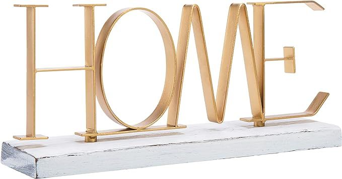 MyGift 12-inch Metal and Wood Decorative Home Sign Tabletop Decor with Whitewashed Wood Base and ... | Amazon (US)