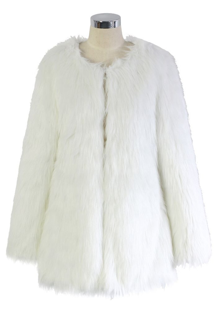 Chicwish Glam White Faux Fur Coat | Chicwish