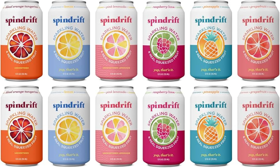 Spindrift Sparkling Water, 6 Flavor Assorted Variety Sampler Pack, Made with Real Squeezed Fruit,... | Amazon (US)