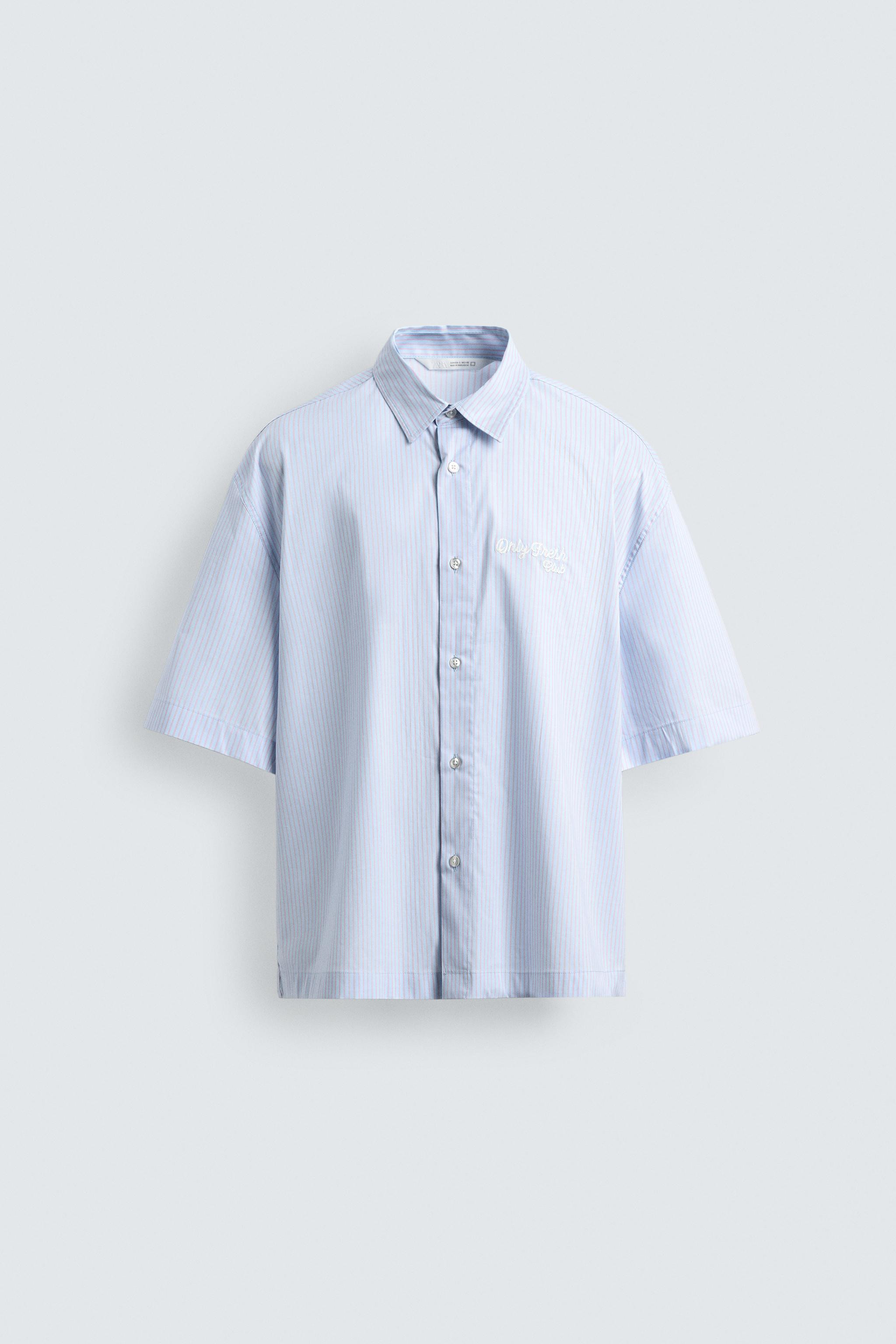 CONTRASTING PRINT STRIPED SHIRT | Zara US