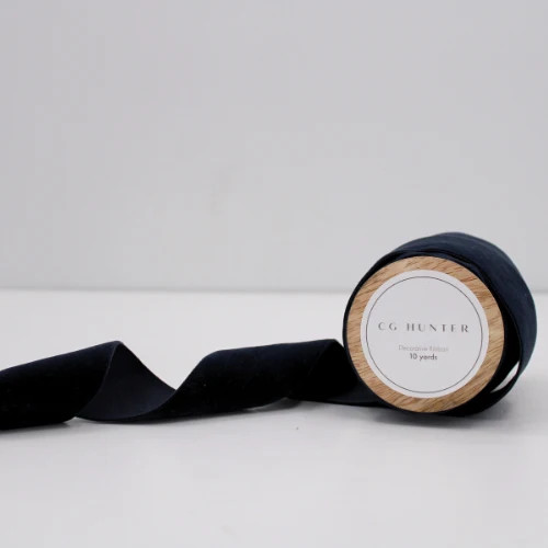 Wide Hand Dyed Velvet Ribbon Dark Blue | CG Hunter