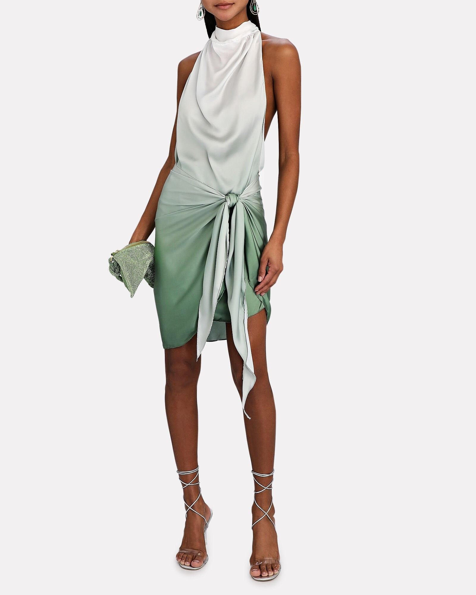 Providencia Ombré Twist-Front Satin Mini Dress | INTERMIX