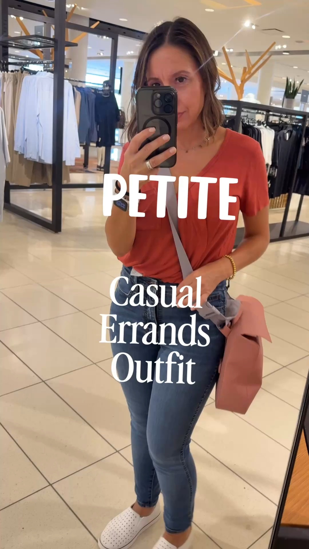Petite Friendly Errands Outfit. 
Nordstrom calls for cute, casual, style. It makes the fitting rooms go easier. 
V neck tshirt. 
Skinny mid rise jeans. 
Native water shoes. 
Yeti Sidekick. It’s water proof too. 
Petite

#LTKOver40 #LTKPetite #LTKSeasonal