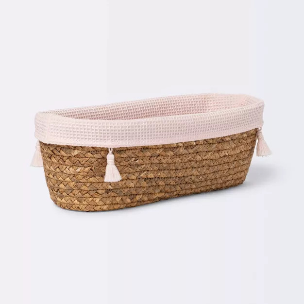 Natural Weave Oval Storage Bin with Waffle Weave Liner - Cloud Island™ | Target