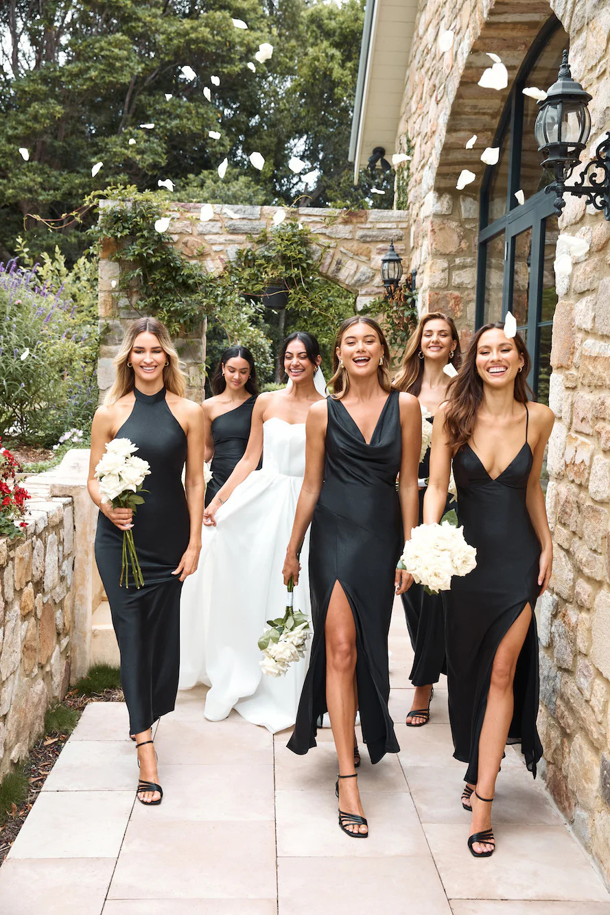 The Loretta Cowl Satin Maxi Dress Black | Hello Molly (AU)