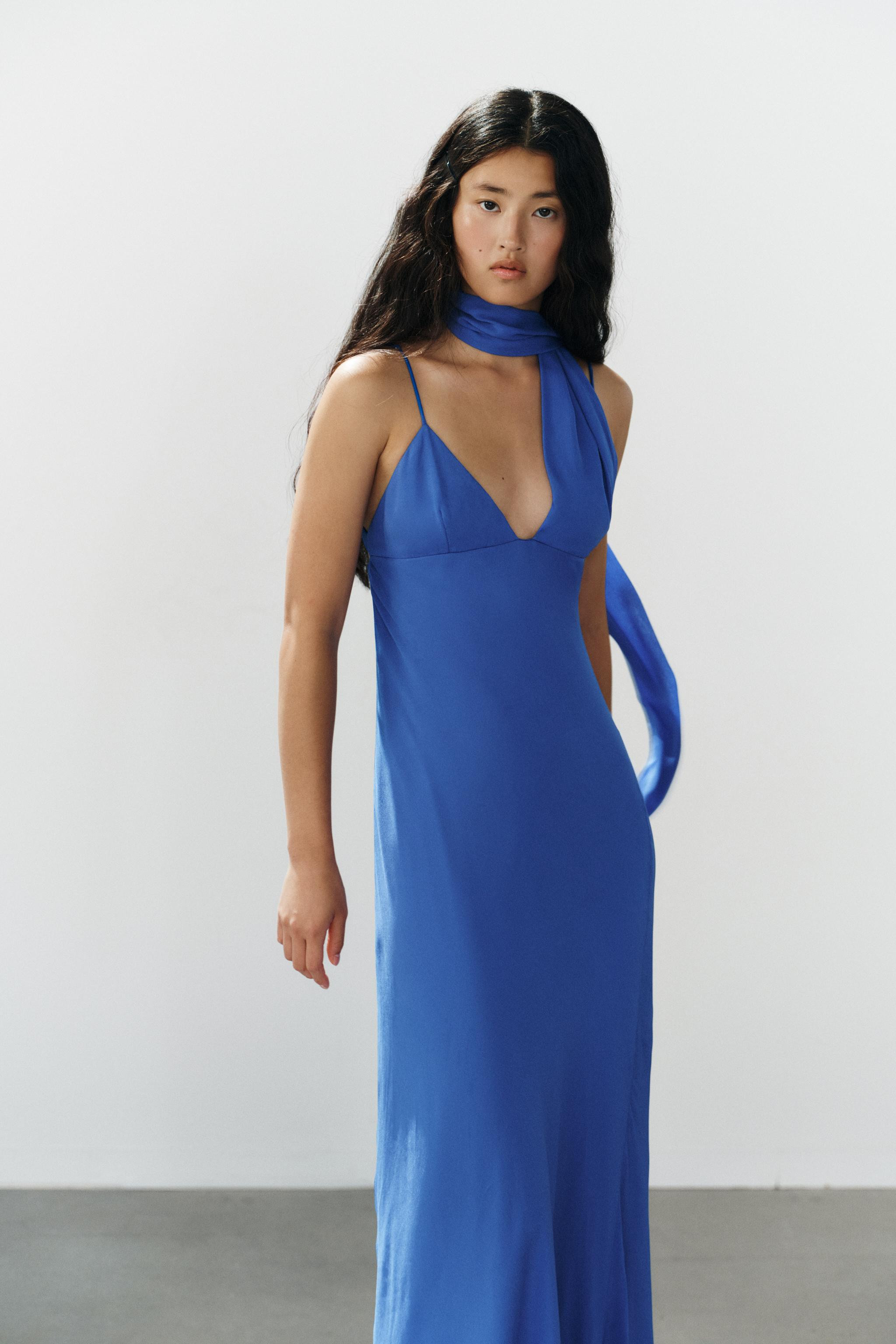 VESTITO LUNGO GEORGETTE CON SPALLINE FOULARD | Zara IT