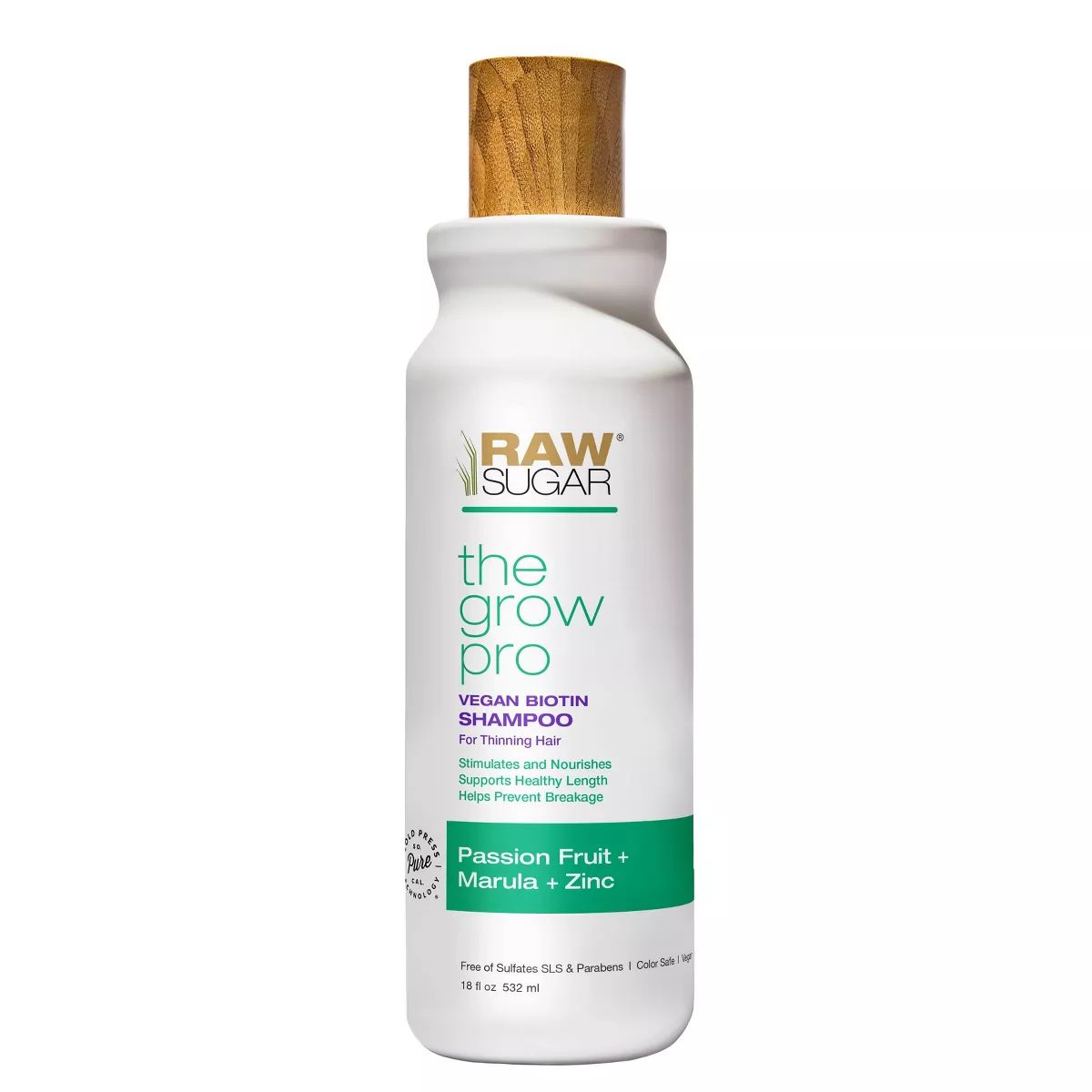 Raw Sugar Grow Pro Vegan Biotin Shampoo Infused with Passion Fruit + Zinc + Marula - 18 fl oz | Target