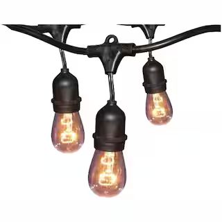 Hampton Bay 12-Light 24 ft. Black Commercial Incandescent String Light-GLS-14J2-E26S-12 - The Hom... | The Home Depot