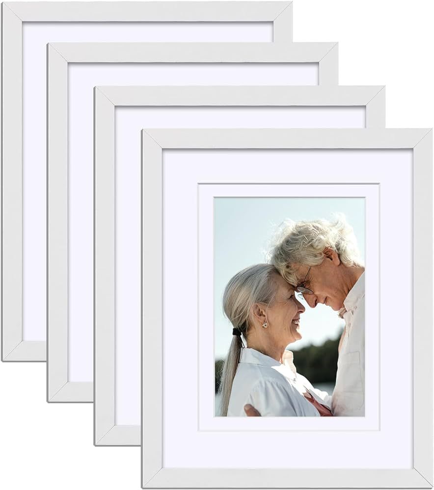 HappyHapi 8x10 Picture Frame Set of 4, Solid Wood Picture Frames Display Pictures 4x6 and 5x7 wit... | Amazon (US)