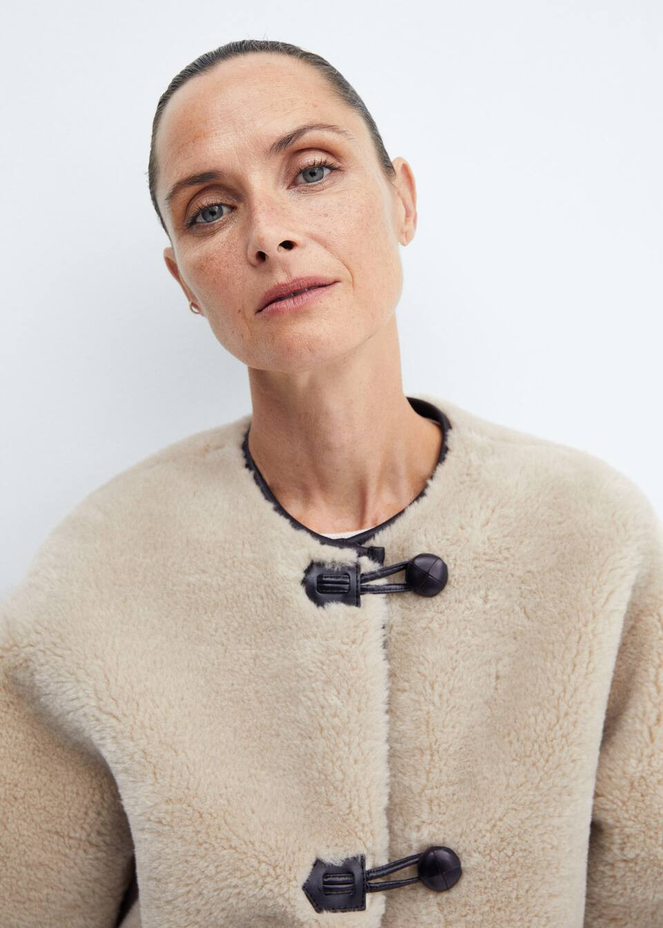 Fur-effect coat with appliqués -  Women | Mango USA | MANGO (US)