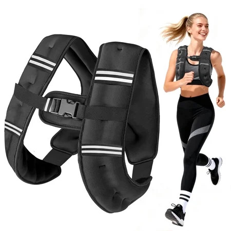 Weighted Vest 8 Lb Weight Vest for Woman Men Sport Weighted Vest with Reflective Stripe Adjustable Buckle Straps Back Black Mesh Pocket for Strength Training Running | Walmart (US)