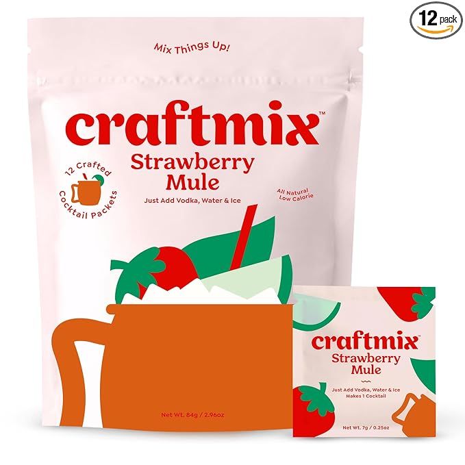 Craftmix Strawberry Mule, Makes 12 Drinks, Skinny Cocktail Mixers Moscow Mule - Mocktail Drink Mi... | Amazon (US)